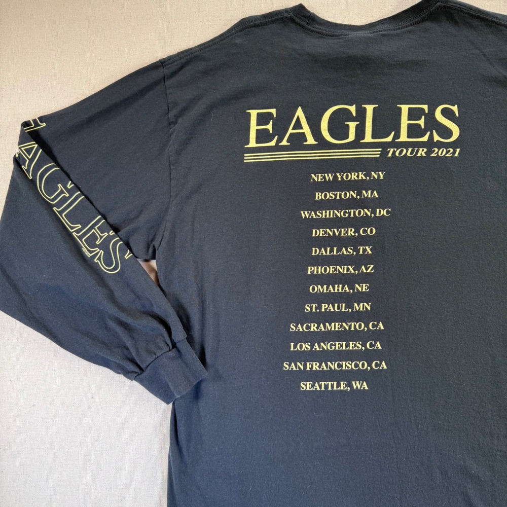 Eagles Hotel California 2021 Tour Shirt Long Sleeve Black Mens XL Gildan Cotton - Picture 6 of 11